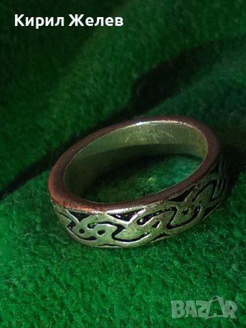 ВИНТИДЖ КРАСИВО ОРНАМЕНТИРАН СТАР МЕДЕН ПОСРЕБРЕН ПРЪСТЕН ТИП ХАЛКА 22249, снимка 3 - Антикварни и старинни предмети - 32981843