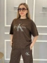 Calvin Klein Дамски Кафяв Спортен Комплект Тениска И Долнище Код EN2, снимка 2