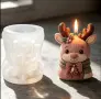 3D елен с рога и шал силиконов молд форма свещи гипс сапун смола , снимка 2