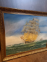 Стара картина платно кораб, снимка 2