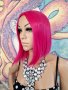 Удивително Дизайнерско Каре Перука в Бонбонено Розов Barbie Цвят КОД 8971, снимка 5