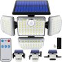 Трoйна соларна лампа със сензор за движение 181 LED, 4 режима на работа, с дистанционно, снимка 1 - Соларни лампи - 39163664