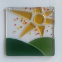 Стъклена пластика "Пролет", ръчна изработка, снимка 1 - Декорация за дома - 42131189