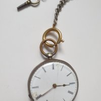 Стар сребърен джобен часовник с ключ, снимка 3 - Антикварни и старинни предмети - 40691565