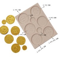 Силиконов молд 8 монети , декорация на торта , фондан , шоколад подарък за нумизмати златна монета, снимка 2 - Форми - 41748256