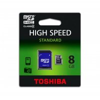 Карта памет Toshiba Micro SDHC 8GB или 16 GB + SD Адаптер, снимка 1 - Карти памет - 34699670