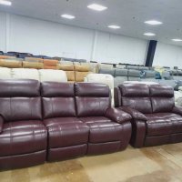 Комплект кожени дивани тройка и двойка с електрически релакс механизъм, снимка 1 - Дивани и мека мебел - 41374680