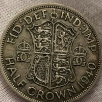 Сребърна монета обединено кралство ½ крона, 1940 г, снимка 2 - Нумизматика и бонистика - 40503584