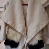 Бяло палтенце с лисица, снимка 3 - Палта, манта - 34813042