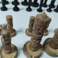 Дървени фигури на шах от Индонезия, снимка 4 - Колекции - 44658252