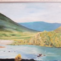 Голяма картина Планински пейзаж на К.Д. маслени бои, снимка 5 - Картини - 44432050