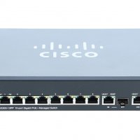 Cisco SG 300-10PP 10-port Gigabit PoE+ Managed Switch, снимка 1 - Суичове - 34215687