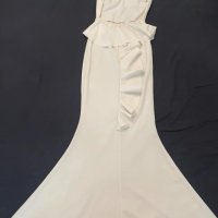 Дълга елегантна рокля в бяло, снимка 1 - Рокли - 41479138