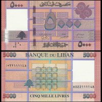 ЛИВАН 5000 Ливри LEBANON 5000 Livres, P-91c, 2021 UNC, снимка 1 - Нумизматика и бонистика - 41813174