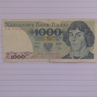 Банкнота 1000 полски злоти 1982 г., снимка 1 - Нумизматика и бонистика - 36345022