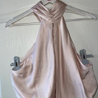 бална абитуриентска рокля парти елегантна рокля тип русалка сатен бежова натурален цвят ASOS, снимка 9 - Рокли - 44492983