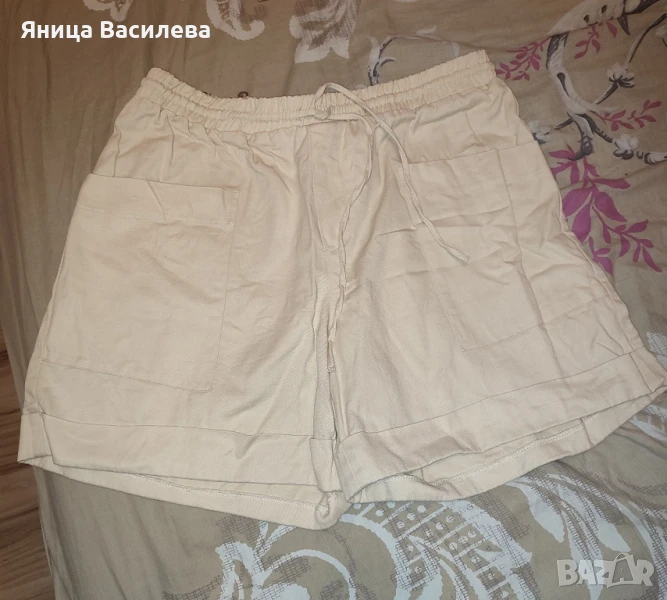 Къси панталонки бежови тип дънкови размер 46, снимка 1