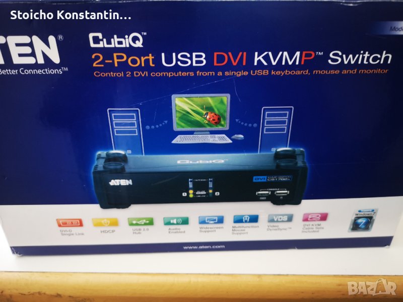 KVMP превключвател, ATEN CS1762A-AT, 2-портов, USB, DVI, AudioKVMP превключвател, снимка 1