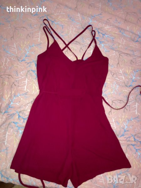 Къс гащеризон в бордо,червено, снимка 1