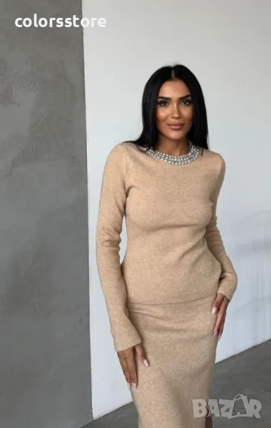 Дамски сет с пола Shine camel, снимка 1