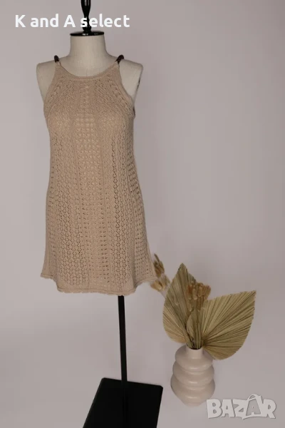 Рокля Плетена с Мъниста – Бежова, снимка 1