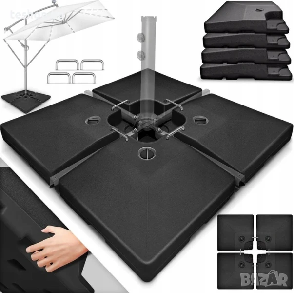 Стойка за чадър Tillvex черна 90 литра / 120 кг за конзолен чадър, снимка 1