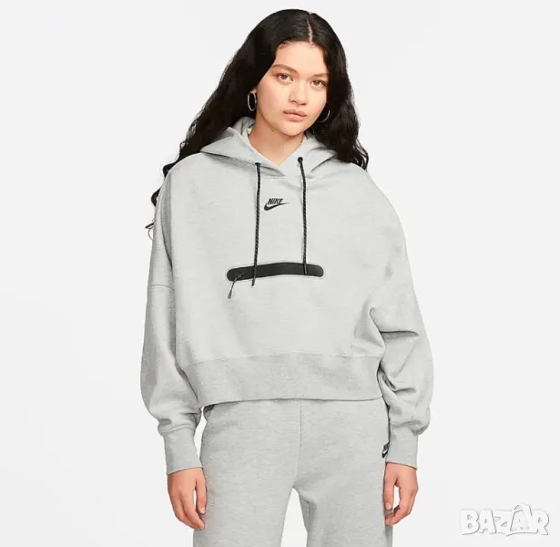 Дамско горнище Nike Tech Fleece Grey/Black - размер S (oversize), снимка 1