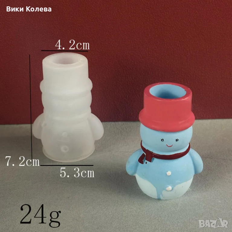 Силиконова Форма за Отливане на Снежен Човек - Идеален за Свещник , снимка 1