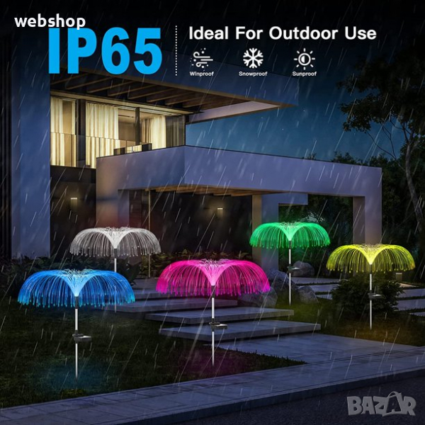 ПРОМО!! СОЛАРНА ЛАМПА ЗА ГРАДИНАТА С ФОРМА НА МЕДУЗА, 7 ЦВЯТА , 60СМ, снимка 1