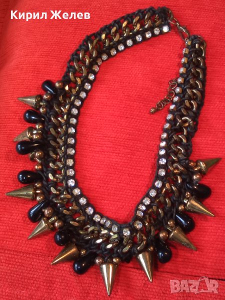 МАСИВНА БРОНЗОВА ОГЪРЛИЦА с ЦИРКОНИ и ШИПОВЕ ХЕВИ-МЕТАЛ Нео ГОТИКА СТИЛ 15123, снимка 1