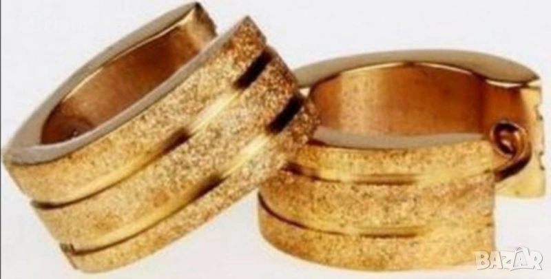 Нови златисти стоманени обеци 10 лв./ЧИФТ, снимка 1