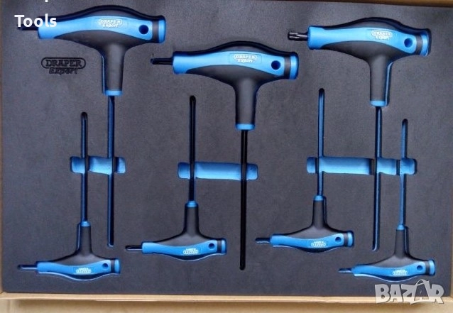 draper expert отвертки с дръжка ъглови ключове звезда 7 броя комплект хром ванадий, снимка 1