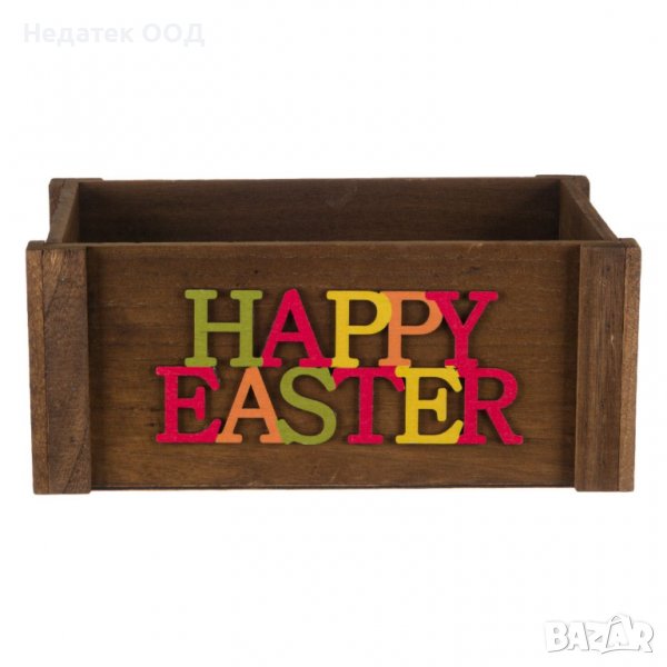 Великденска декорация, Дървено сандъче с цветен надпис,  29x20x12см, снимка 1