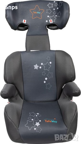 Детско столче за кола Tataway Group 2-3 (15 до 36 kg) сиво с отпечатани малки звезди, снимка 1