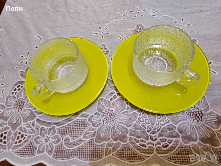 Бразилски стъклени чашки за кафе, снимка 1