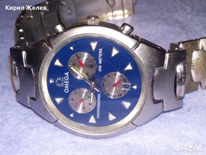 OMEGA PROFESSIONAL 200 METERS СТИЛЕН КВАРЦОВ ЧАСОВНИК КРАСИВА РЕПЛИКА на ОМЕГА с ВЕРИЖКА 37142, снимка 1