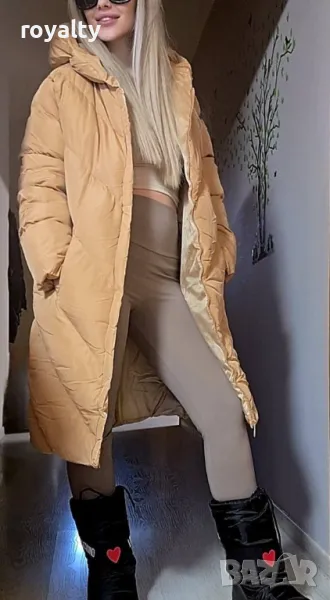 Бежово дълго дамско зимно яке , снимка 1