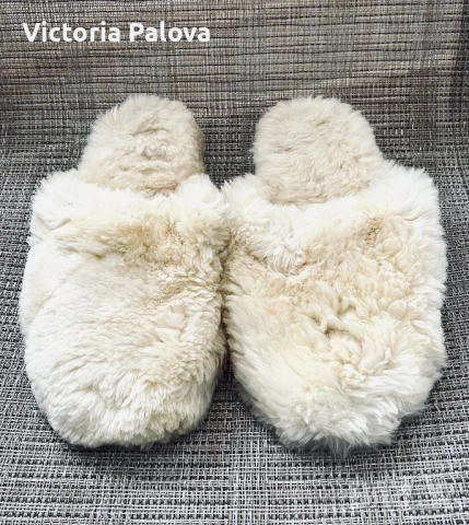 Топли уютни пантофи от естествена вълна и кожа, снимка 3 - Пантофи - 53299350