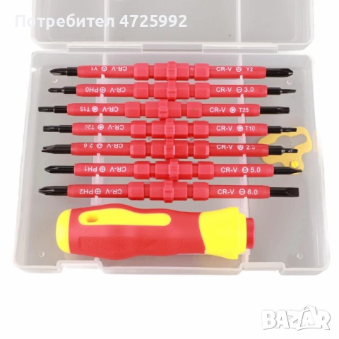 Професионален комплект двустранни изолирани отвертки с дръжка - 14в1, снимка 4 - Отвертки - 53311079