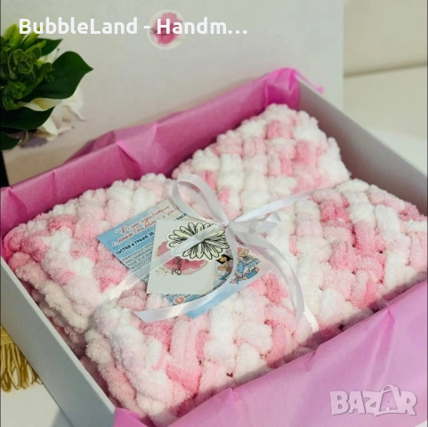 Ръчно плетено бебешко одеяло, снимка 5 - Спално бельо и завивки - 53597223