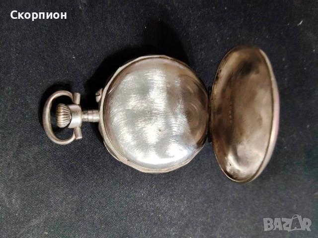 Швейцарски СРЕБЪРЕН джобен часовник 1925г.  - 10 РУБИНА ПРОМОЦИЯ, снимка 5 - Джобни - 48362081