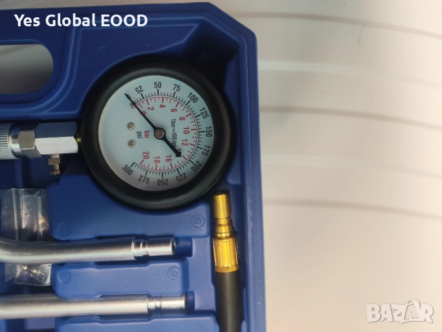 Комплект тестер за компресия бензинови двигатели 0–300 PSI, снимка 10 - Куфари с инструменти - 52663312