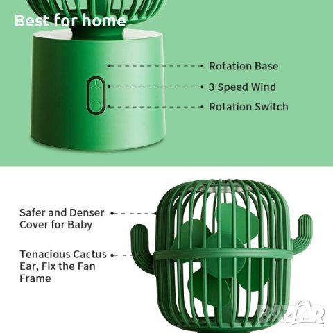 Настолен USB вентилатор Кактус 3 цвята, снимка 7 - Вентилатори - 41393537
