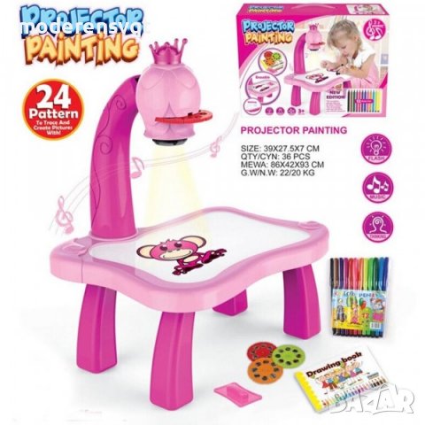 Проектор масичка за рисуване с включени 12 цветни маркери и 24 картинки, снимка 2 - Рисуване и оцветяване - 39470253