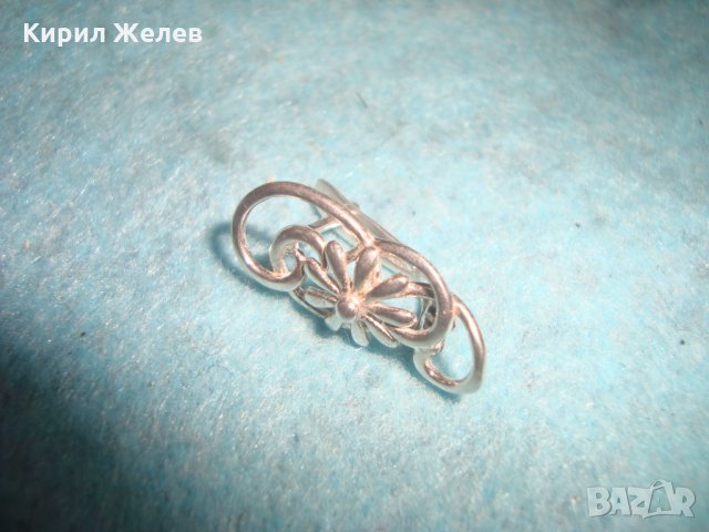 СТАРА ФЛОРАЛНА СРЕБЪРНА ОБЕЦА - ЦВЕТЕ МАРГАРИТКА - СРЕБРО 925 МАЙСТОРСКА АРТ ИЗРАБОТКА 25700, снимка 6 - Обеци - 35786566