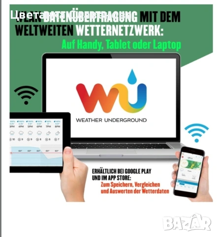 Професионална WLAN метеорологична станция  FT0310, безжична WiFi с 8-инч.цветен дисплей , снимка 5 - Друга електроника - 53123768