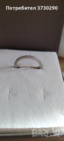 Златен пръстен 14к бяло злато , снимка 4 - Пръстени - 53627389