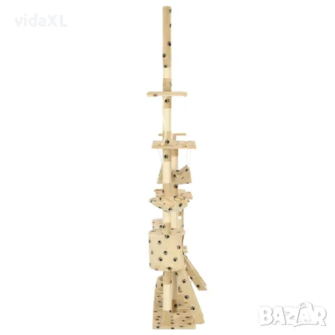 vidaXL Котешко дърво със сизалени стълбове, 230-250 см, бежово на лапи, снимка 2 - За котки - 56146199