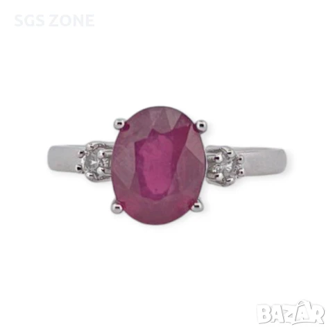 СРЕБЪРЕН ПРЪСТЕН СЪС САПФИР ИЛИ РУБИН , снимка 3 - Пръстени - 51168133