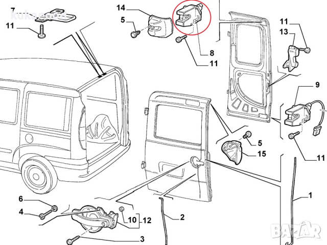 Брава за задна врата (багажник) за Fiat Doblo (2001-2010), снимка 6 - Части - 44555731